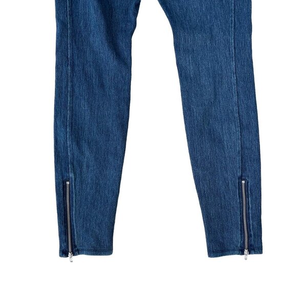 🌟 Lysse SZ S High Waisted Blue Denim Leggings Zip Hem Stretch Skinny Jeggings - Picture 7 of 8